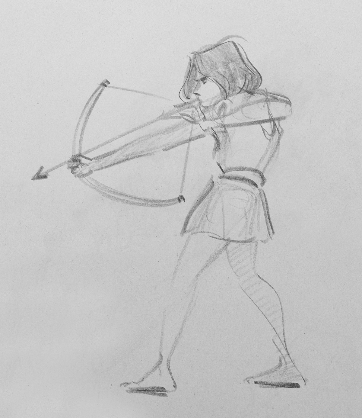 Archery Sport Medieval Character Stroke Set Vector Download